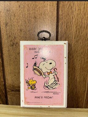 F Vintage Hallmark Snoopy & Woodstock Plaque Happy Friday